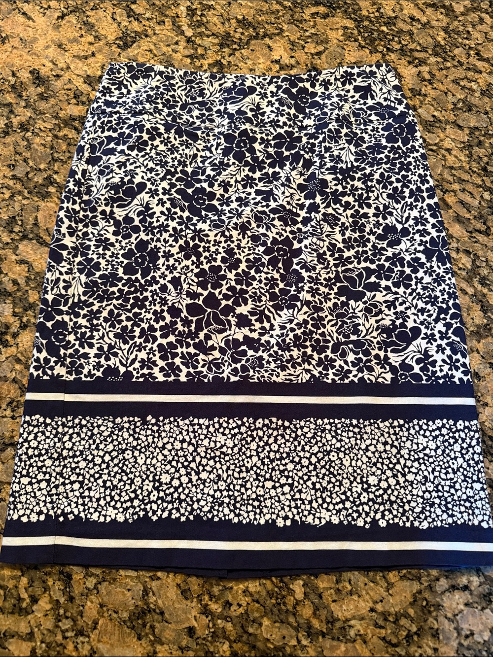 Margaret M Navy and White Floral Skirt